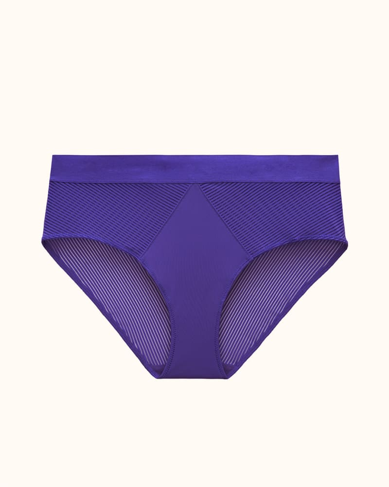 Front of a size LG Shadow Stripe Mid Rise Brief in twilight-blue by ThirdLove. | dia_product_style_image_id:251367